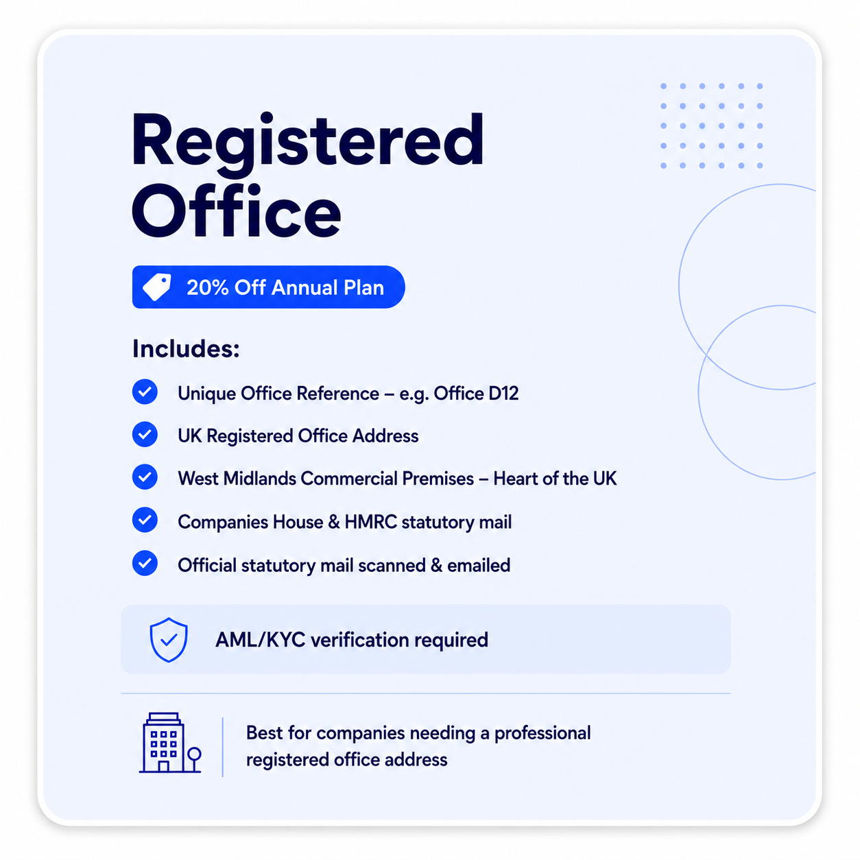 UK Registered Office Address Service with Unique Office Reference – West Midlands