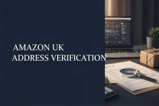 Business documents and parcel label prepared for Amazon UK seller address verification