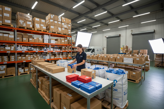 TikTok Shop seller preparing orders at a UK warehouse address for seller-fulfilled returns