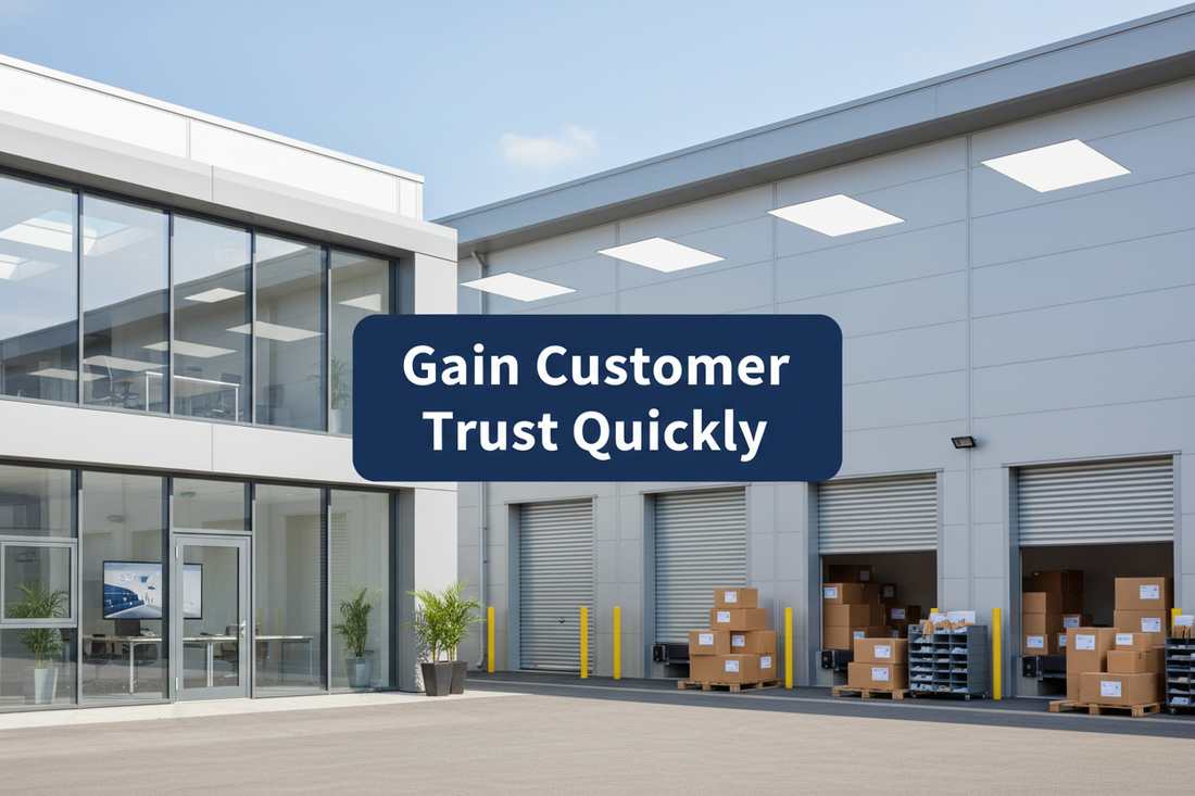 UK commercial warehouse office with parcels, mail trays and returns handling.