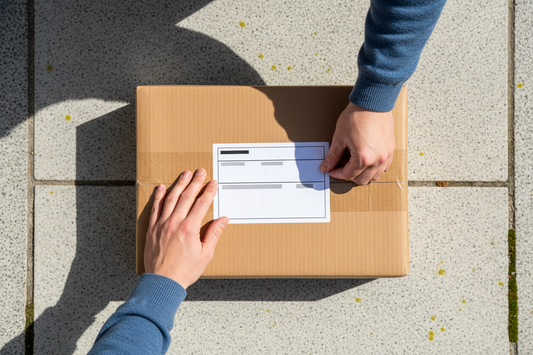 Overseas Shopify seller managing UK buyer returns remotely using a UK commercial returns address