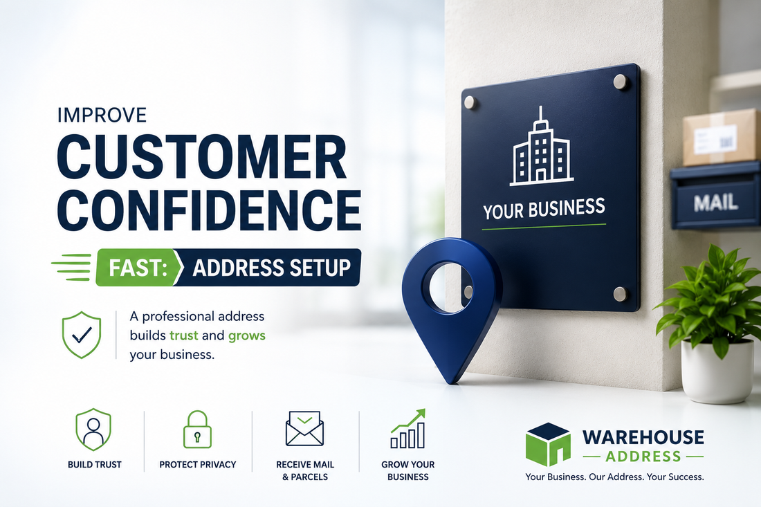 Professional business address setup helping online companies build customer confidence, protect privacy and receive mail securely.