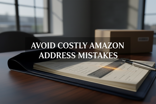 Premium UK seller documents being checked for Amazon address mistakes before submission