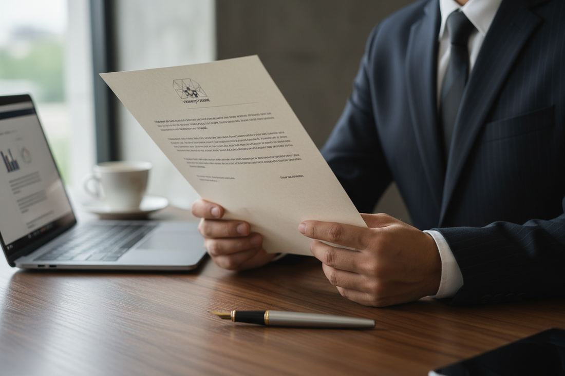 UK limited company director reviewing registered office address and mail handling documents