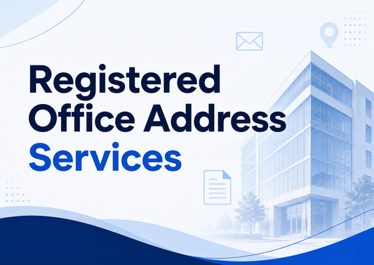 Registered Office Address Services UK with professional business office illustration