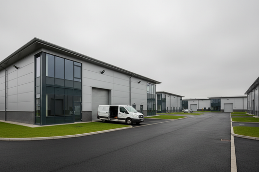 Commercial warehouse trading estate in the UK used for TikTok Shop seller address and returns handling services