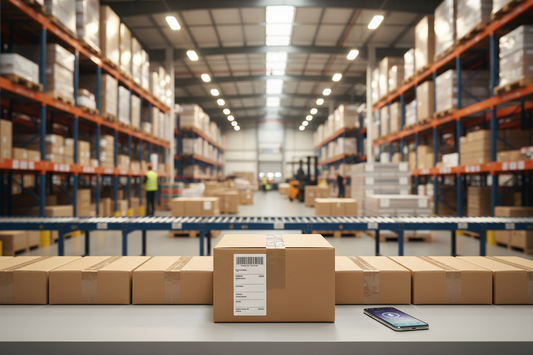 Returned parcels being processed at a UK commercial warehouse, illustrating what TikTok Shop sellers need for UK returns handling