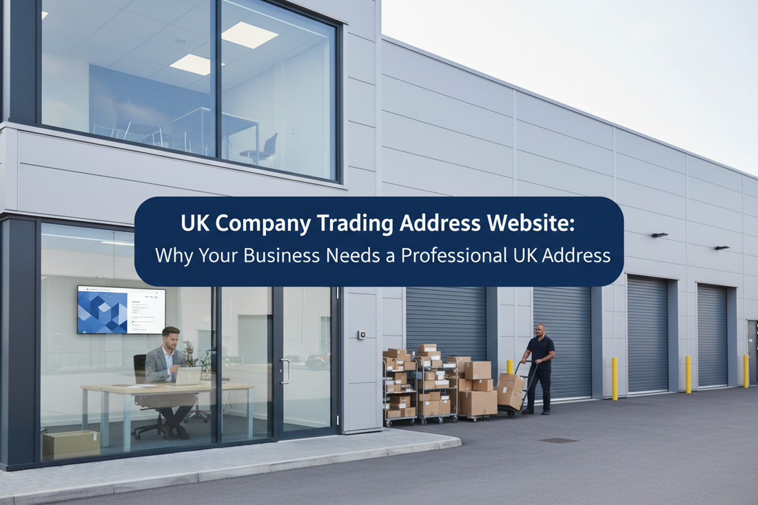 Bright UK commercial office with mail trays, parcels and business correspondence.
