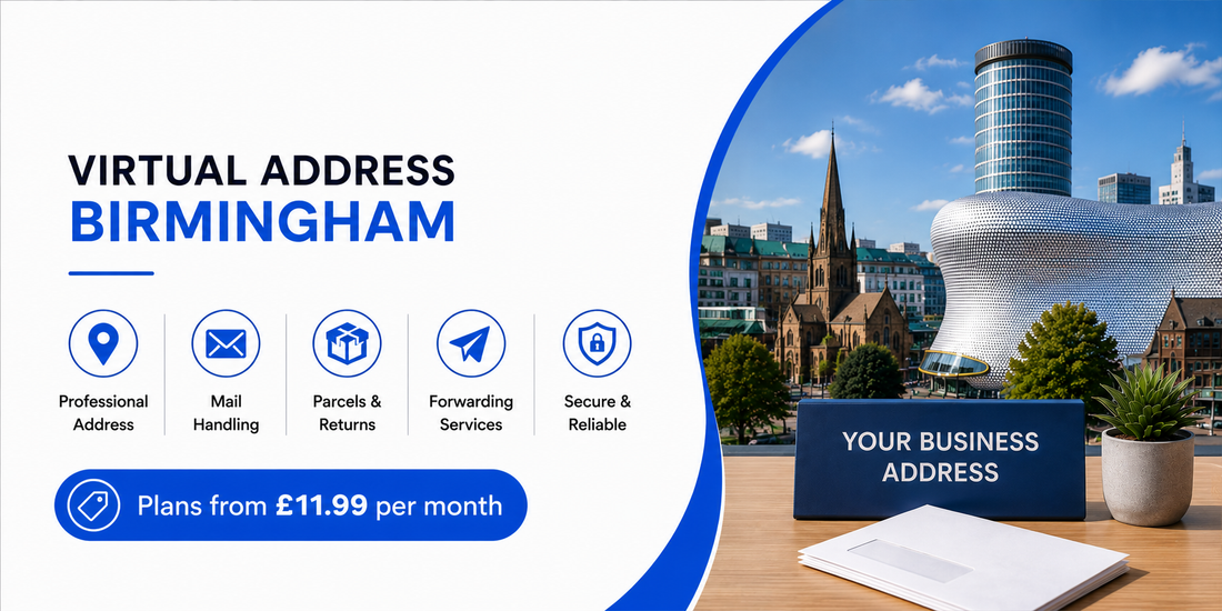 Virtual address Birmingham with mail handling, parcel returns and forwarding services from £11.99 per month