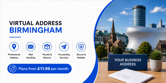 Virtual address Birmingham with mail handling, parcel returns and forwarding services from £11.99 per month