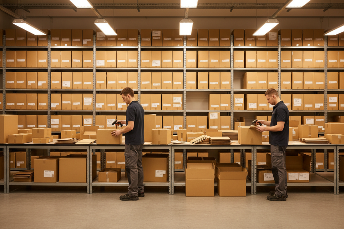 UK commercial warehouse unit storing post and parcels for ecommerce sellers using a UK virtual address service