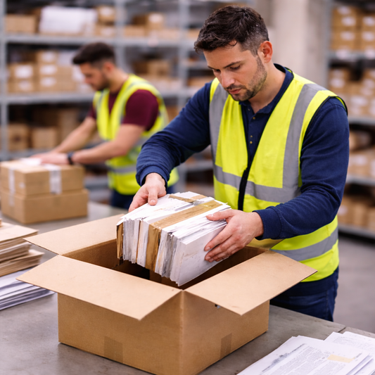 Regular business mail forwarding handled at a UK warehouse