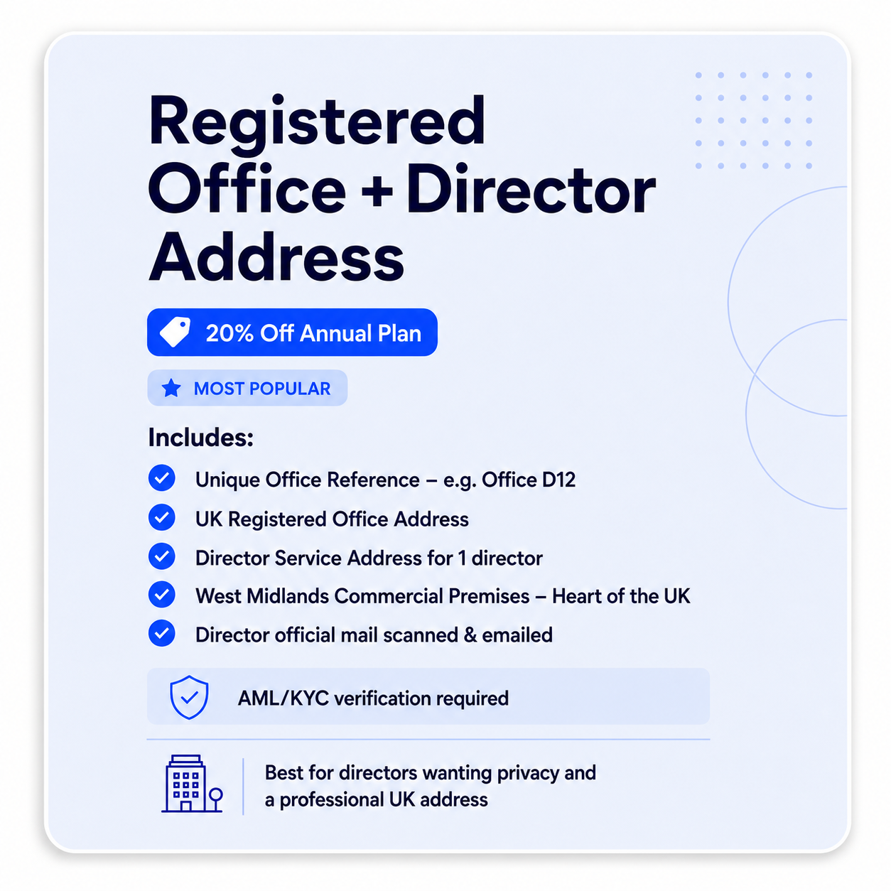 UK Registered Office and Director Service Address with Unique Office Reference