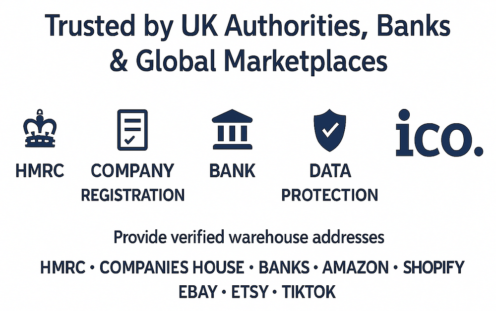 UK company verification and ICO compliance banner showing trust by UK authorities, banks, and global marketplaces.