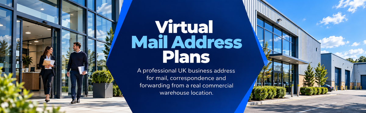 Virtual mail address plans with a professional UK business address for mail forwarding from a real commercial warehouse location